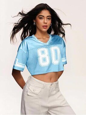 Crop Top Jersey Sexy Jersey Shirt Sporty Fun Look Size X-Large Graphic Number